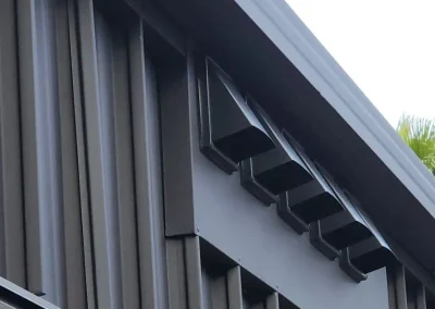 Custom flashings on exterior of home